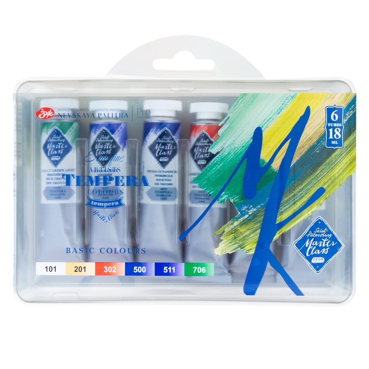 Tempera set Master-Class Basic colours, cardboard box